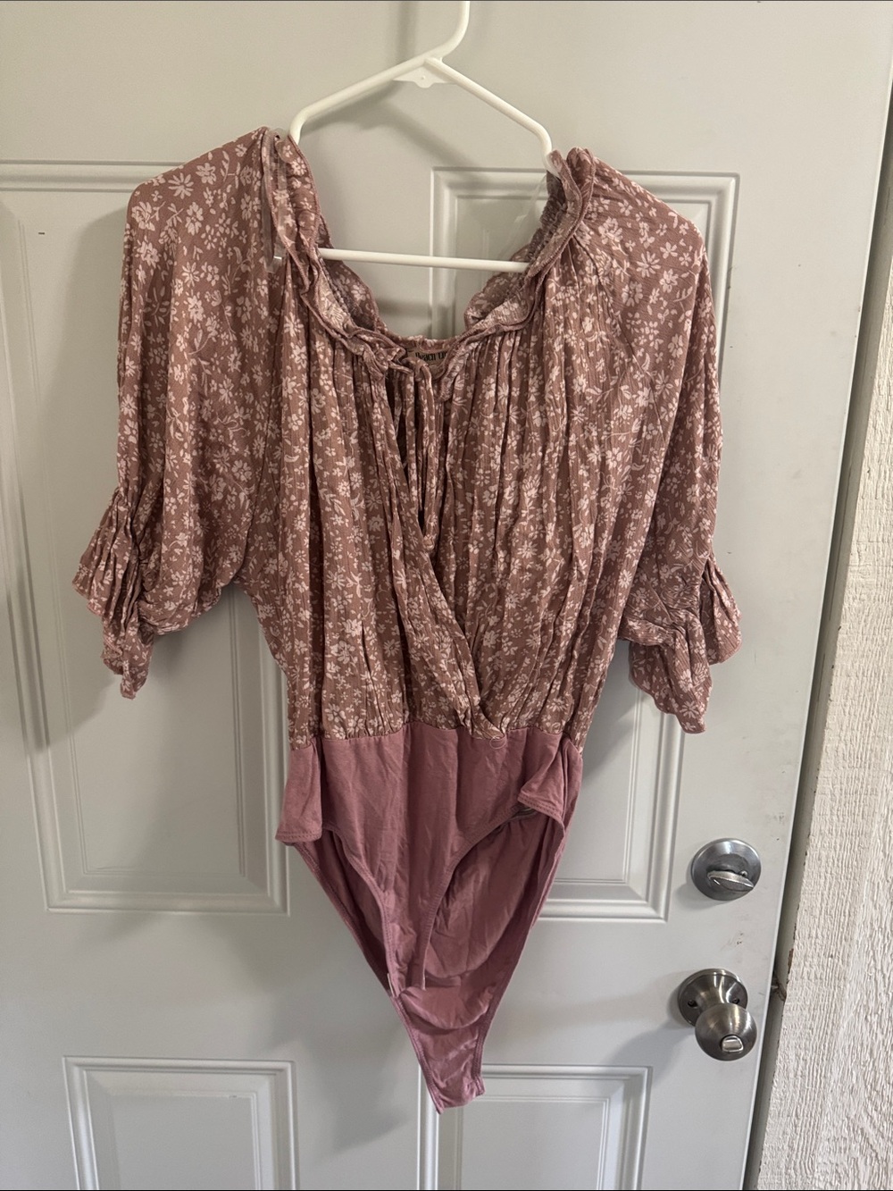 Blush Floral Tie-Front Bodysuit